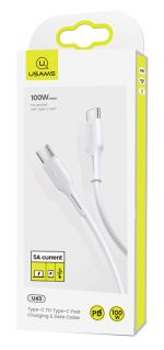 USAMS καλώδιο USB Type-C U43, 5A 100W, PD, 1.2m, λευκό
