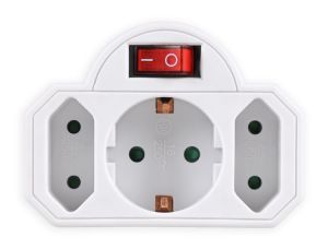 POWERTECH αντάπτορας ρεύματος PT-826, 1x schuko, 2x euro, 16A, λευκός