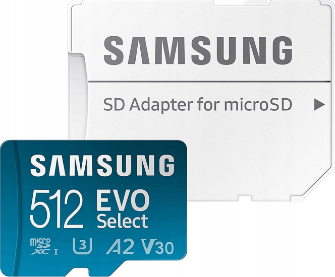 Samsung Evo Select MB-ME512KA microSDXC 512GB Class 10 U3 V30 A2 UHS-I με αντάπτορα