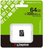Kingston Canvas Select Plus microSDXC 64GB U1 A1 100MB/s με αντάπτορα SDCS3/64GBSP