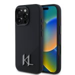 Karl Lagerfeld MagSafe Shadow Metal Initial Logo Silicone Case από σιλικόνη – iPhone 16 Pro (Μαύρο – KLHMP16LSCMKMPCK)