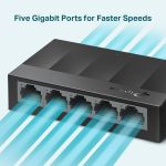 TP-LINK desktop switch LiteWave LS1005G, 5-port 10/100/1000Mbps, Ver 5.0