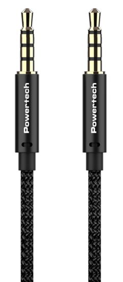 POWERTECH καλώδιο 3.5mm prime PTR-0089, AUX, 4 pin, copper, 1m, μαύρο