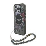 Guess Magsafe “Flowers with Pearl Strap” Hard Case Θήκη από σκληρό πλαστικό – iPhone 16 Pro Max (Μαύρο – GUHMP16XHFWBRCESK)