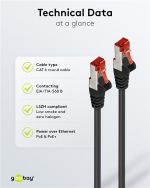 GOOBAY καλώδιο δικτύου 68702, CAT 6 S/FTP, copper, 250MHz, 7.5m, μαύρο
