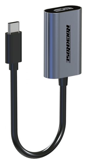 ROCKROSE αντάπτορας Type-C σε HDMI Infinity V, μεταλλικός, γκρι-μαύρο