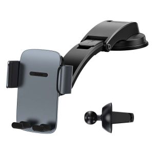Baseus SUYK010014 Βάση Κινητού Αυτοκινήτου Easy Control Pro με Ρυθμιζόμενα Άγκιστρα Γκρι