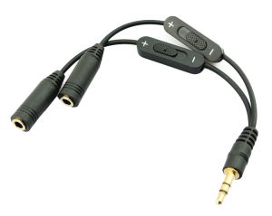 POWERTECH Splitter 3.5mm σε 2x 3.5mm CAB-J030, Volume Control, 0.20m