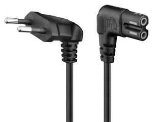 GOOBAY καλώδιο τροφοδοσίας Euro 97346, γωνιακό, 2x0.75 mm², 1m, μαύρο