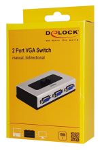 DELOCK VGA switch 87758, 2 ports, bidirectional, Full HD, ασημί