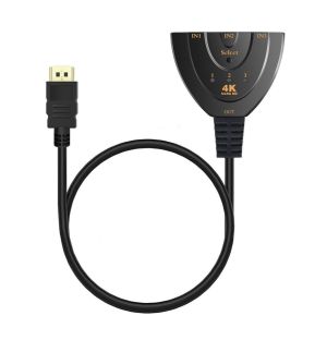 POWERTECH CAB-H077 HDMI Switch 3x1 pigtail, 4K x 2K & 3D, 0.50m, Black
