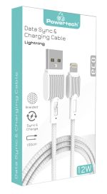 POWERTECH καλώδιο USB σε Lightning eco PTR-0110, 12W 2.4A, 1m, λευκό
