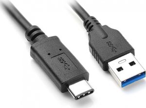 Powertech CAB-UC002 USB 3.0 Cable USB-C male - USB-A male Μαύρο 2m