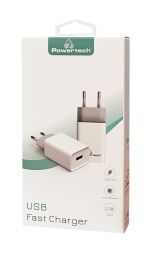 POWERTECH Φορτιστής τοίχου PT-761, 1x USB, 2.1A, λευκός
