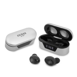 Guess Bluetooth Stereo Headset 5.0 True Wireless Ασύρματα Ακουστικά & θήκη φόρτισης (Silver – GUTWST31EG)
