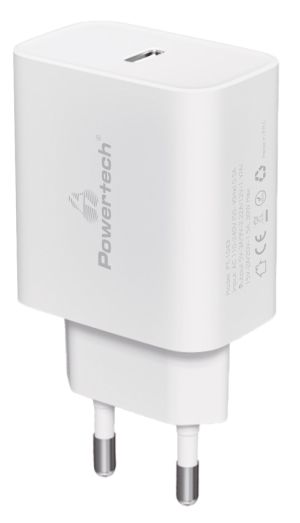 POWERTECH φορτιστής τοίχου PT-1043, USB-C, PD QC3.0, 30W, λευκός
