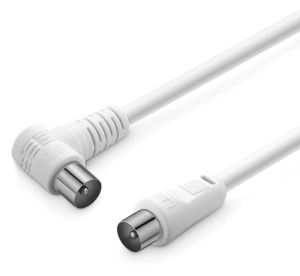POWERTECH καλώδιο κεραίας CAB-V029, αρσενικό, γωνιακό 90°, 1.5m, λευκό