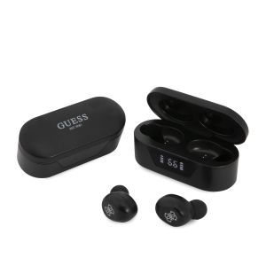 Guess Bluetooth Stereo Headset 5.0 True Wireless Ασύρματα Ακουστικά & θήκη φόρτισης (Μαύρα – GUTWST31EK)