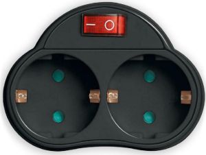 Powertech PT-815 Ταφ 2 Θέσεων με Διακόπτη Μαύρο