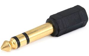 POWERTECH αντάπτορας 3.5mm σε 6.35mm CAB-J016, gold plated, μαύρος, 5τμχ