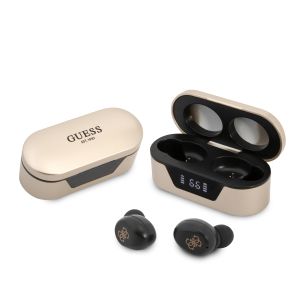 Guess Bluetooth Stereo Headset 5.0 True Wireless Ασύρματα Ακουστικά & θήκη φόρτισης (Gold – GUTWST31ED)